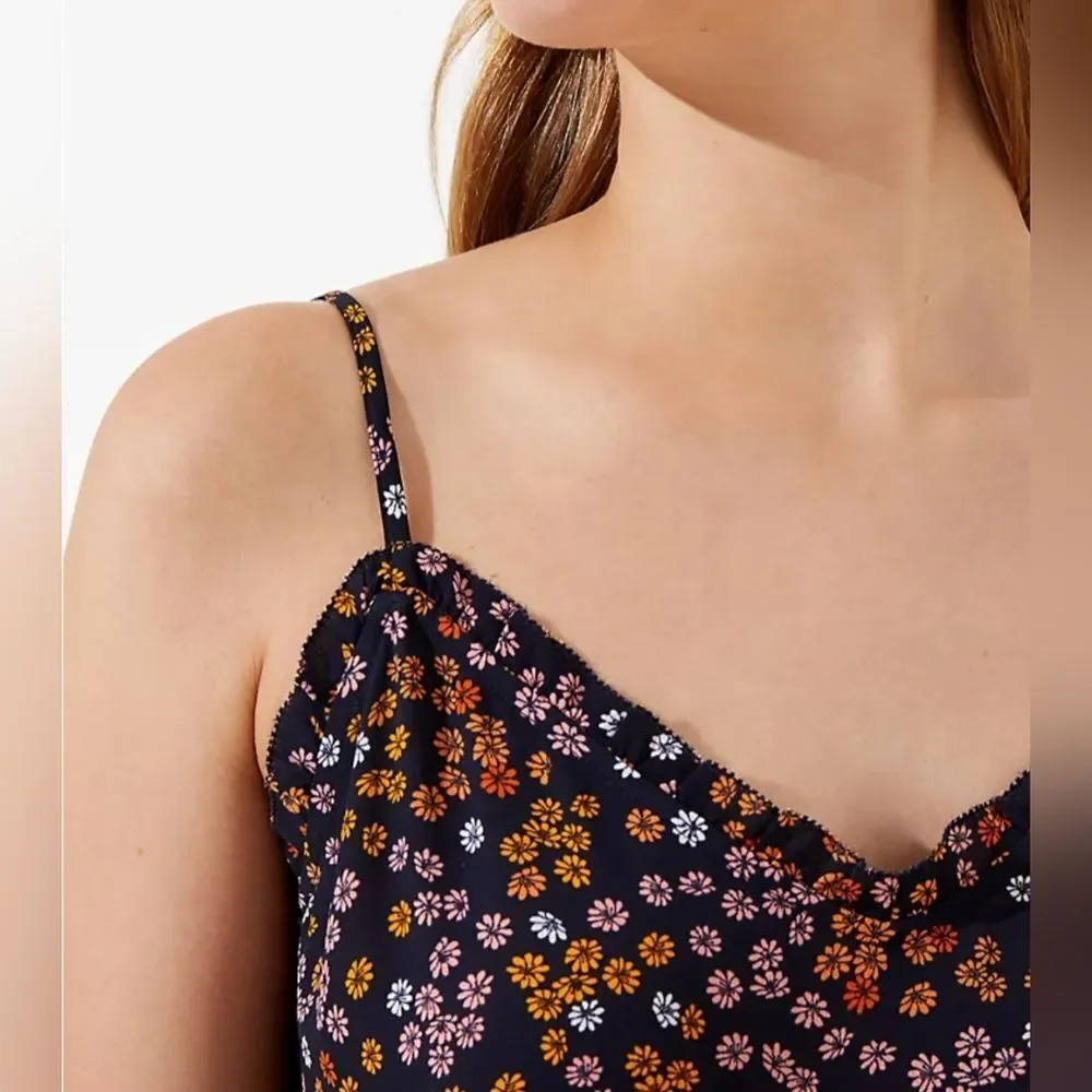 Loft Blue Daisy Floral Ruffle Cami Top - Picture 2 of 8